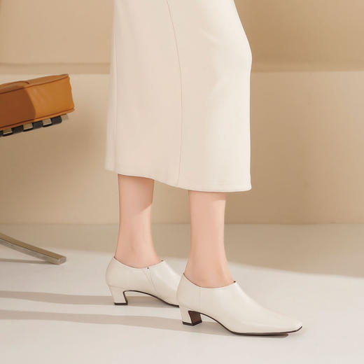 westory2025春季新款尖头乐福鞋舒适低跟豆豆鞋女S25AM58501 商品图5