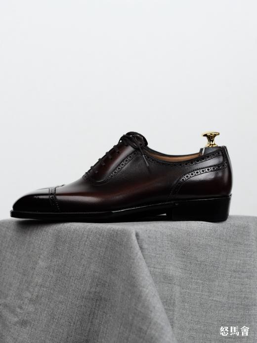 手工固特异法国小牛皮凿子头三角V型琴底手工擦色咖啡色布洛克牛津鞋（Corthay楦型） 商品图4