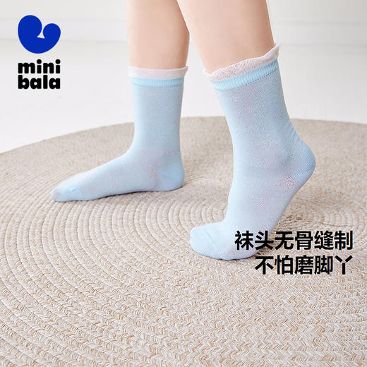迷你巴拉女童凉感透气无骨袜子夏季新款宝宝米娜谈袜子不勒脚 商品图1