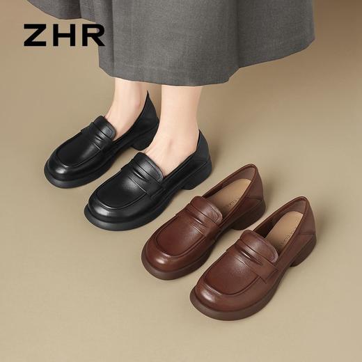 ZHR则则头层牛皮单鞋女2024爆款英伦风真皮乐福鞋轻便百搭ins女鞋 商品图6