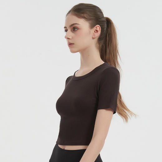 软软奇迹·短款罗纹T恤｜柔软高弹·运动休闲·吸湿排汗·轻盈透气 商品图1