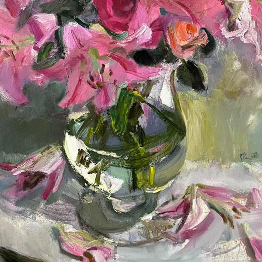 张西《舞蹈的百荷》油画80CM*60CM 手绘油画布作品 商品图2