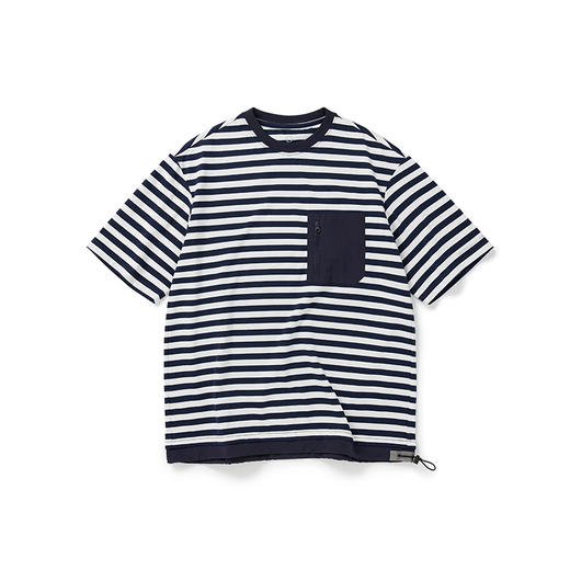 WHEELS and WIND 速干廓形短袖条纹圆领T恤 商品图3