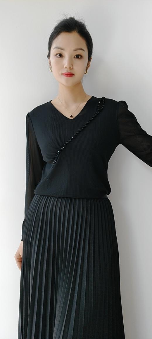 48M001斜钻V领网纱高弹时尚打底 商品图2