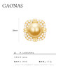GAONAS 925银仿珍珠耳饰 错彩镂金 贵气14mm金色珠耳钉 11151EGO 商品缩略图5