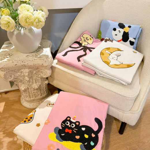 A类卡通毛巾绣亲肤磨毛简约毛巾绣四件套 商品图5