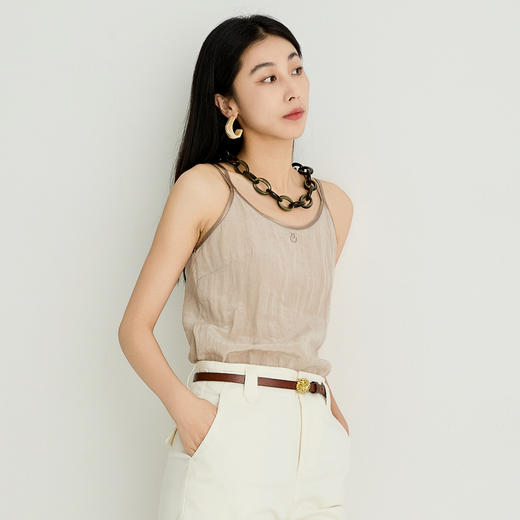 谜底吊带上衣女2025夏季新品百搭日常撞色合身H型短内搭252MN0617 商品图1