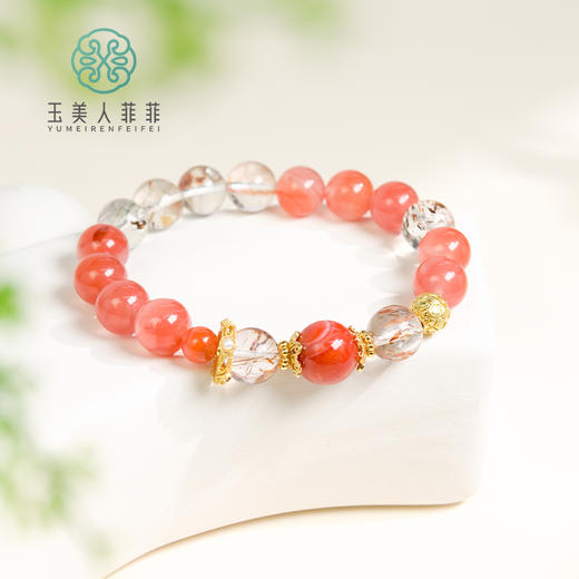 D南红手串-莲花配水晶圆珠手串约10mm#9F1 商品图0