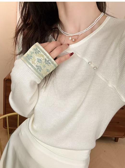 新中式羊毛莱赛尔针织国风衫 商品图7