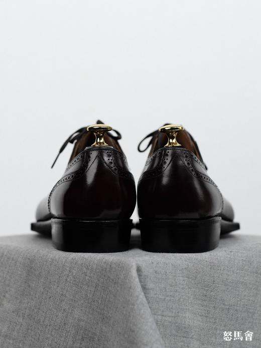 手工固特异法国小牛皮凿子头三角V型琴底手工擦色咖啡色布洛克牛津鞋（Corthay楦型） 商品图5