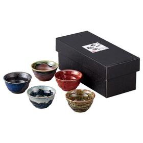 日本进口西庵窑五釉清酒杯套装