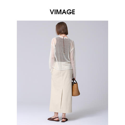 VIMAGE纬漫纪立体花朵装饰网眼罩衫显瘦百搭针织开衫2025夏季新款V2303917 商品图4