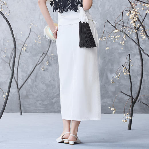 【林栖设计小店】丝棉混纺半身裙2025春夏新品简约百搭气质宽松直筒裙子女1952030 商品图2