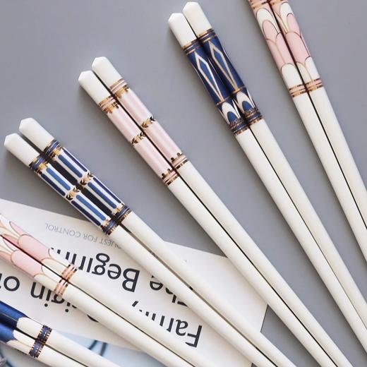 陶瓷筷子套装家用欧式奢华防潮防霉防滑耐高温象牙瓷筷子诺轩光辉岁月筷子蓝色10双礼盒装 商品图2