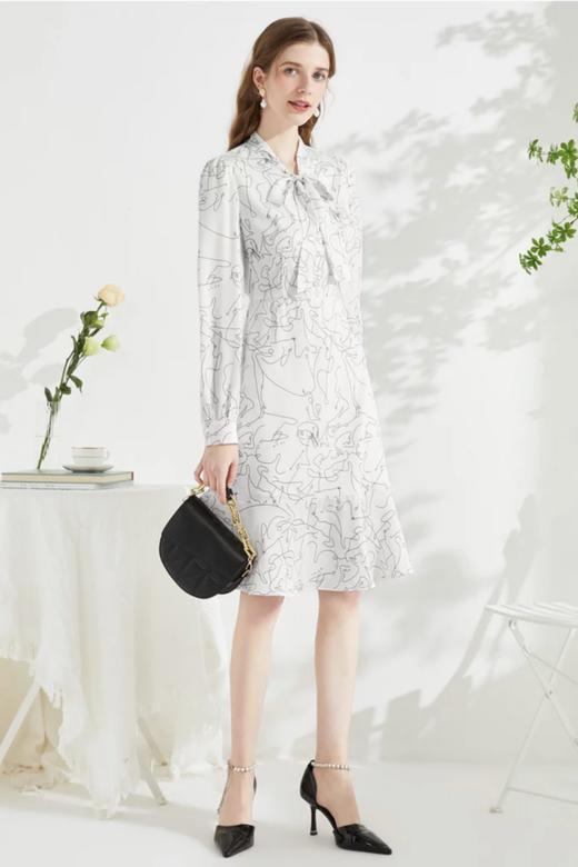 yigue/亦谷 春夏款飘带鱼尾收腰显瘦连衣裙 17962 商品图2