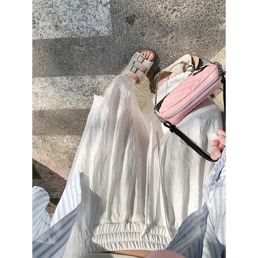 <曾小咸推荐>百搭白色高腰垂感抽绳阔腿裤休闲裤 商品图2