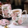 nosin诺轩法式玫瑰花卉田园风陶瓷马克杯子带盖个性女水杯家用男诺轩野玫瑰马克杯一杯一盖一勺 商品缩略图1