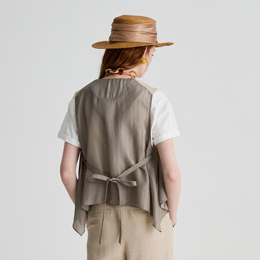 谜底西装马夹女2025夏季新品复古风通勤宽松H型中长马甲252MM0524 商品图2