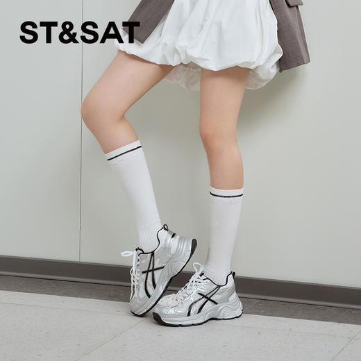 星期六珍珠女孩轻盈舒适运动老爹鞋SSD1112E1W 商品图1