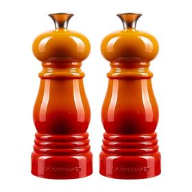 法国进口（Le Creuset）酷彩调料研磨器（盐+胡椒）迷你版11cm经典橘色