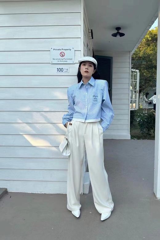 LNNNS 短款拼接设计条纹衬衫 17933 商品图1