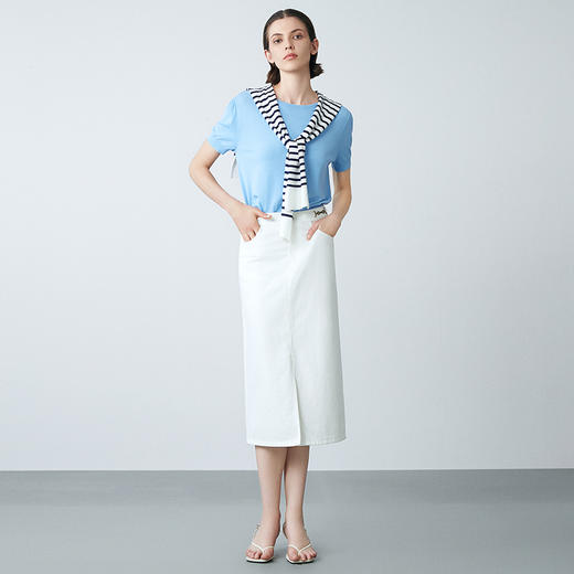 EITIE爱特爱夏新款简约基础款舒适弹力修身通勤百搭针织衫7801502 商品图6