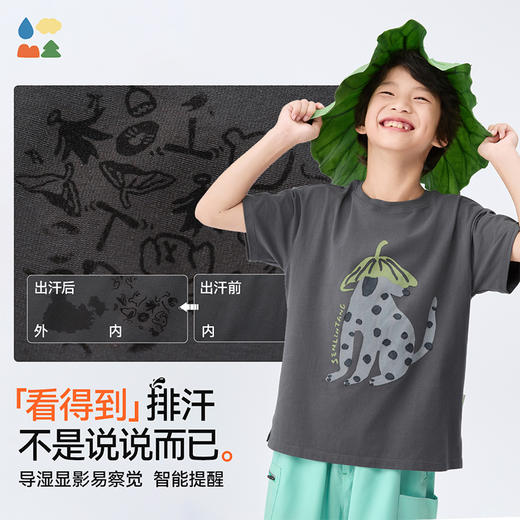 【动物单导花影衫】森林棠25夏款「遇水生花」，儿童排汗导湿卡通短袖T恤40322539【LA】 商品图2