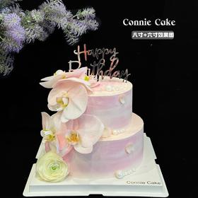 蝴蝶兰双层女士蛋糕