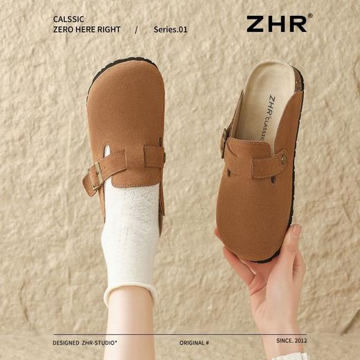 ZHR则则真皮牛反绒半拖包头勃肯鞋女情侣款百搭ins半拖鞋女博肯鞋 商品图9