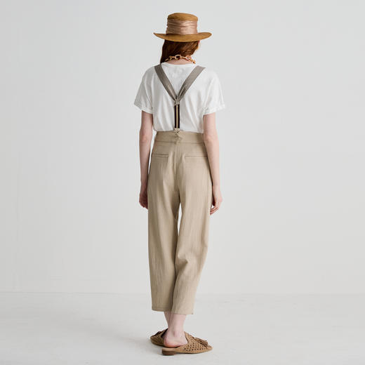 谜底休闲裤女2025夏季新品复古风百搭合身背带裤九分裤252MK0558 商品图2