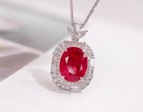 3.02ct刻面红宝石吊坠