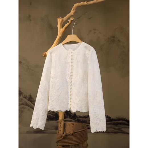 老钱风提花棉质花边开衫罩衫防晒衫 商品图9