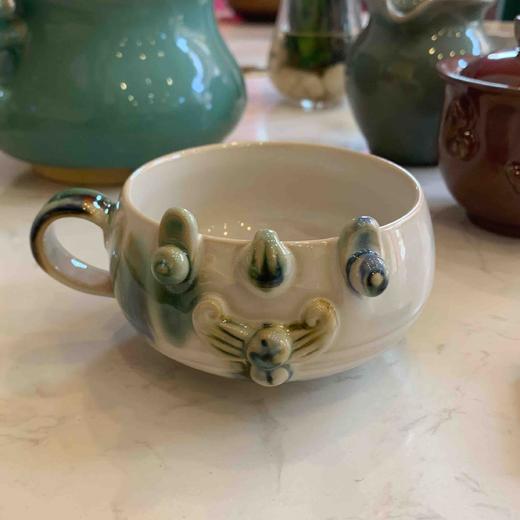 三彩瓦猫杯-华宁陶 商品图0