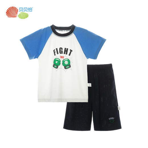 贝贝怡夏季新款男童凉感短袖短裤运动套装网眼透气T恤轻薄短裤两件套ZB2ET024 商品图11