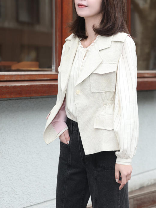 TYNVIE 荷叶边领插肩衬衫 - 条纹 商品图11