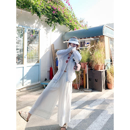 <曾小咸推荐>百搭白色高腰垂感抽绳阔腿裤休闲裤 商品图4