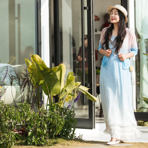 【林栖设计小店】粉色渐变油画毛织开衫收腰纽扣防晒2025夏季新品上衣衬衣女1952131 商品图8