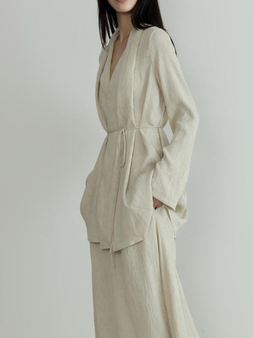 DONSEE10｜DS10SS2509 米黄自然肌理系带上衣 商品图7