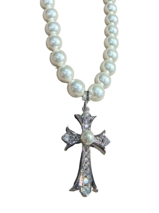 中性款联名白金珍珠颈链C01 商品图1