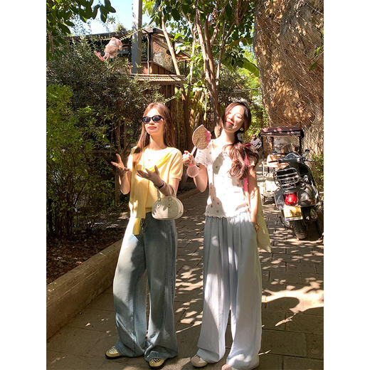 <曾小咸推荐>现货秒杀！微信超特价！设计感3色带披肩短袖针织衫两件套 日常149.99 立减60 秒杀89.99！ 商品图4