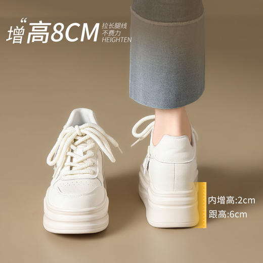 ZHR厚底高帮休闲鞋女增高8cm春季新款时尚百搭板鞋软底轻便运动鞋 商品图2