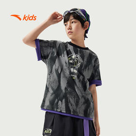 安踏儿童短袖T恤男大童少年顽家针织短袖衫352528103