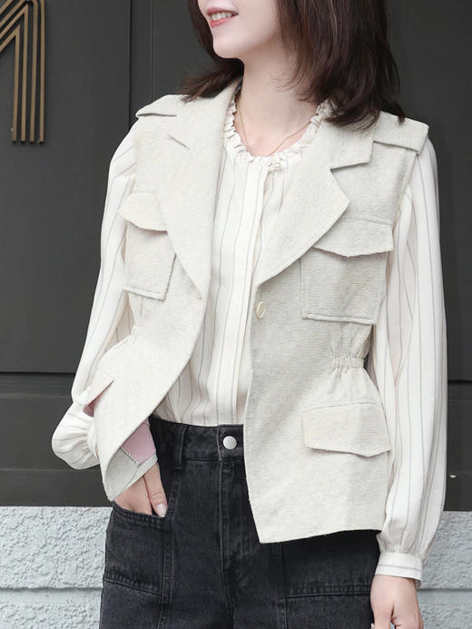 TYNVIE 荷叶边领插肩衬衫 - 条纹 商品图12