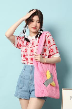 L.Fleuri 复古提花设计感针织上衣 18020