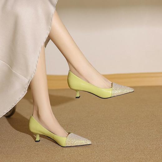【预售5天】羊皮尖头高跟鞋拼色格利特单鞋女日常通勤工作鞋YS&0151 商品图5