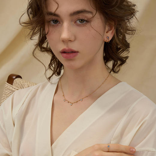 【送礼组合】ARSIS银饰｜秘密花园系列 仲夏蓝调耳钉+项链 商品图7