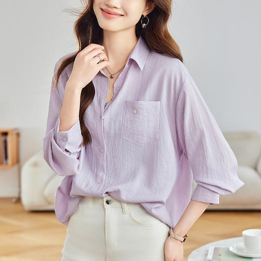 馥迦慵懒复古后开叉衬衫 商品图3