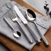 304不锈钢刀叉勺罗马柱西餐餐具套装高档餐厅家用牛排刀甜品勺叉罗马镜面原色红色礼盒4件套1人用套装 商品缩略图4