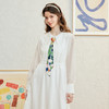 两三事快乐瞬息2025春季新款文艺风印花领带双层裙摆小白裙连衣裙 商品缩略图2