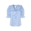 两三事盐渍晴空2025春季新款压褶翻领立体花朵荷叶边泡泡袖衬衫女 商品缩略图4